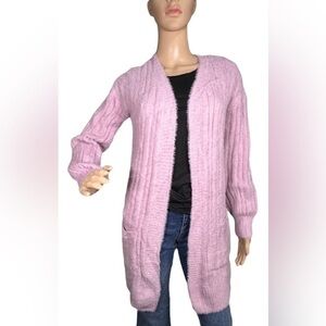 HIPPIE ROSE Open Fron Eyelash Knit Cardigan